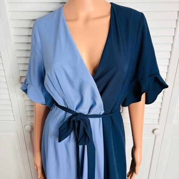 HUTCH Colorblock Wrap Dress Size Medium - Picture 3 of 11